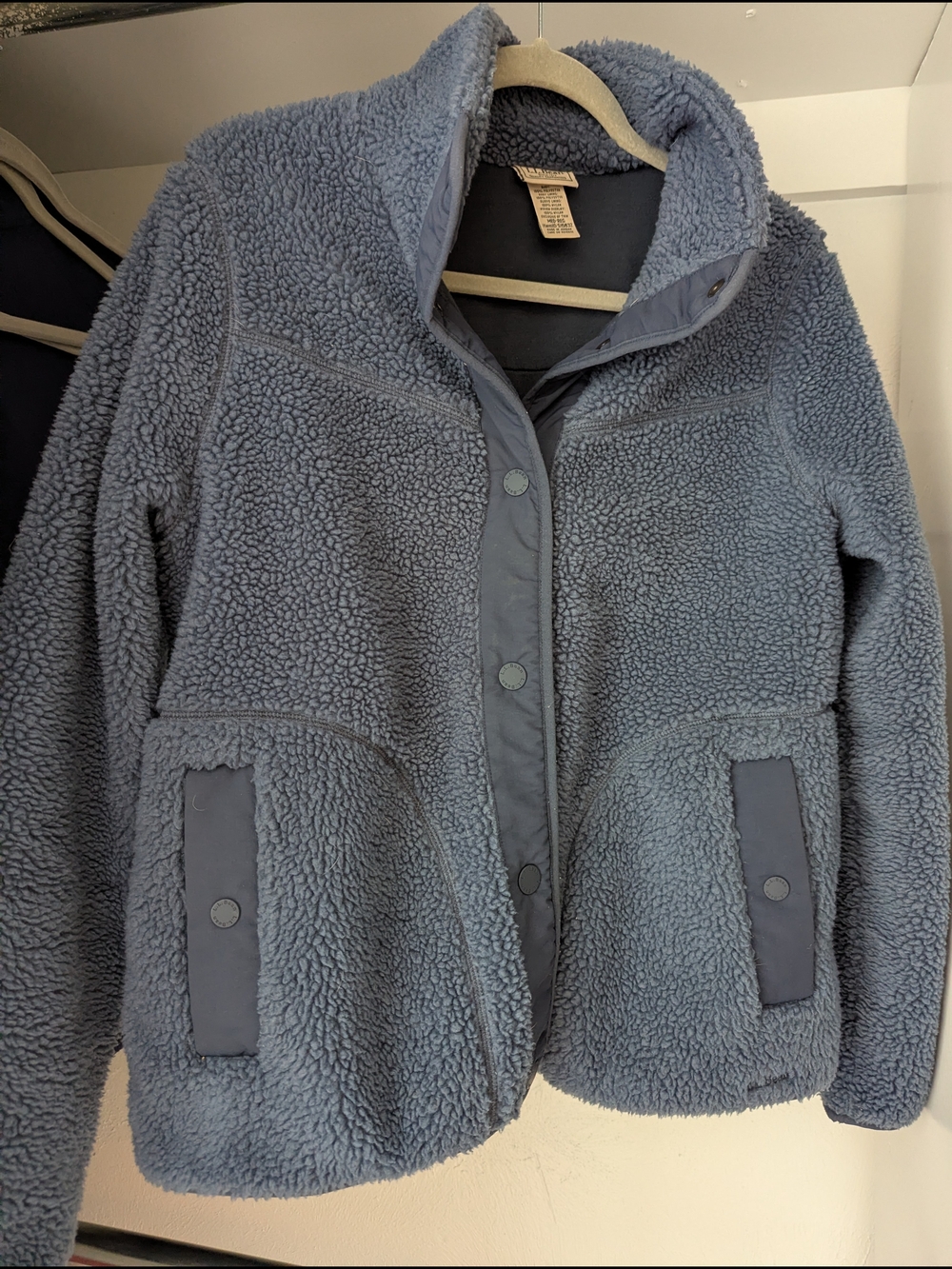 LL Bean Slate Blue Teddy Sherpa Jacket Size M